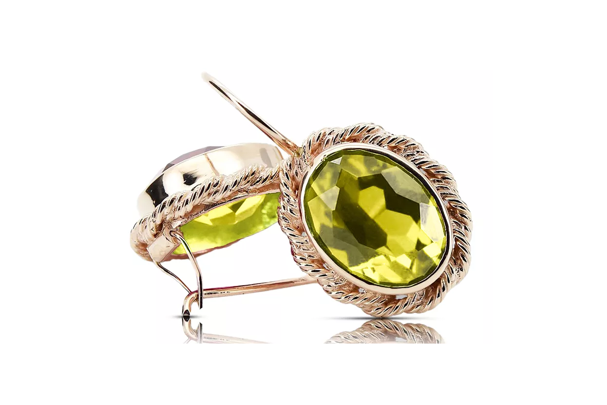 Gelber Peridot Originales Vintage-Roségold aus 14 Karat Ring Vintage vec007r